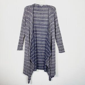 Charlotte Russe Navy & White Striped Long Cardigan Sweater